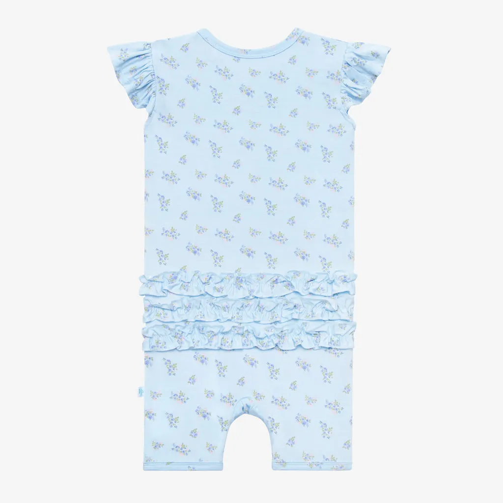 Posh Peanut Grace Ruffled Capsleeve Short Length Romper