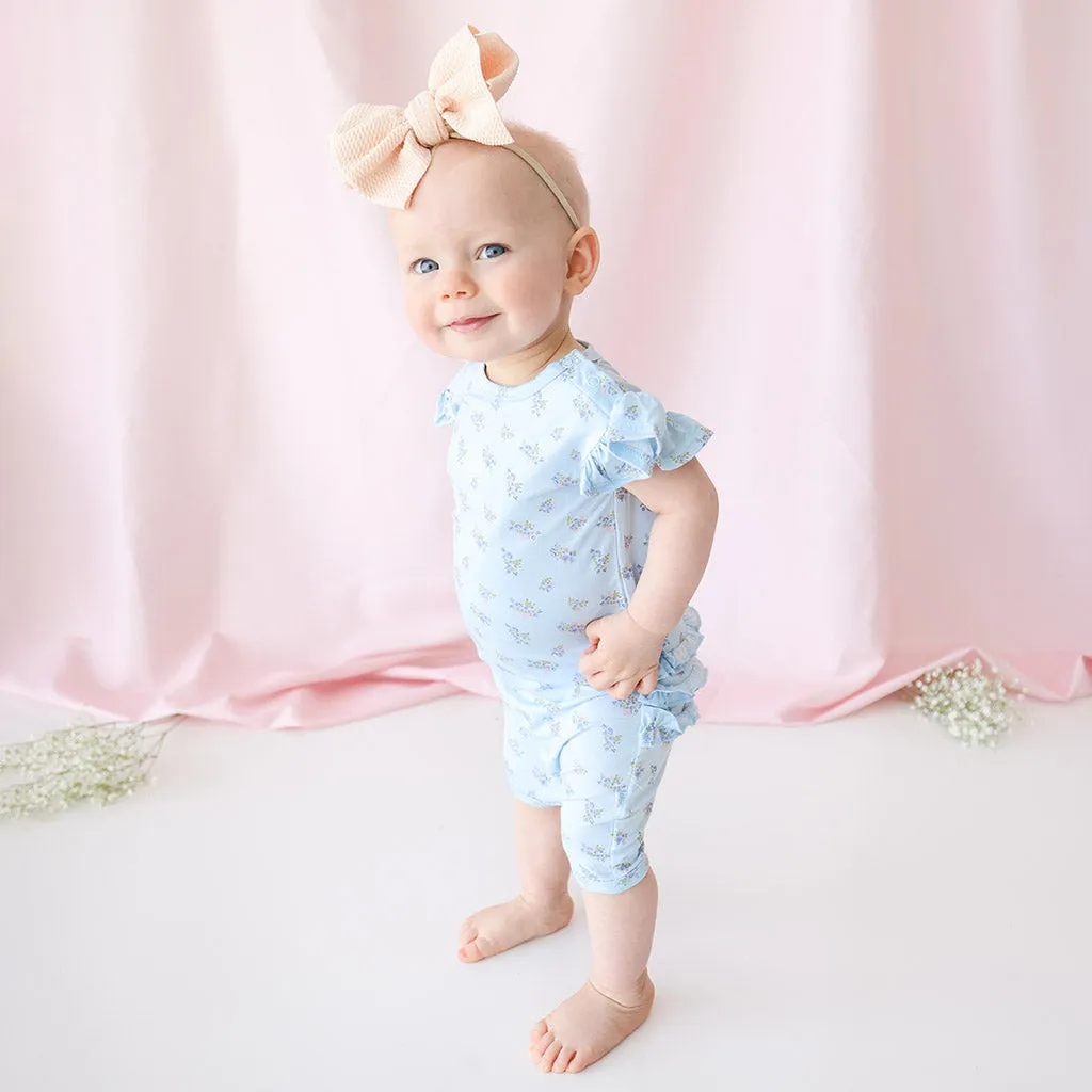 Posh Peanut Grace Ruffled Capsleeve Short Length Romper