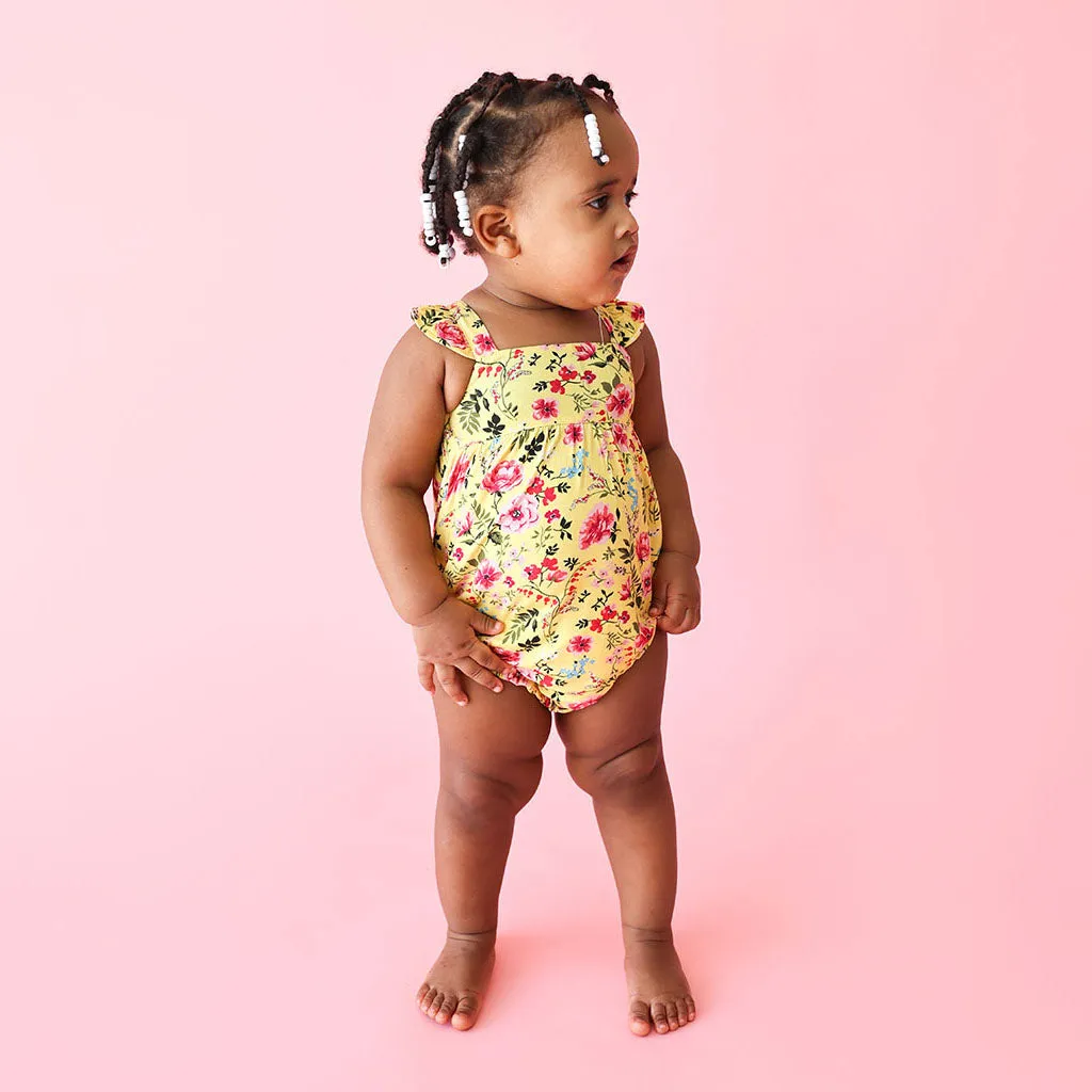 Posh Peanut Kina Ruffled Capsleeve Bubble Romper