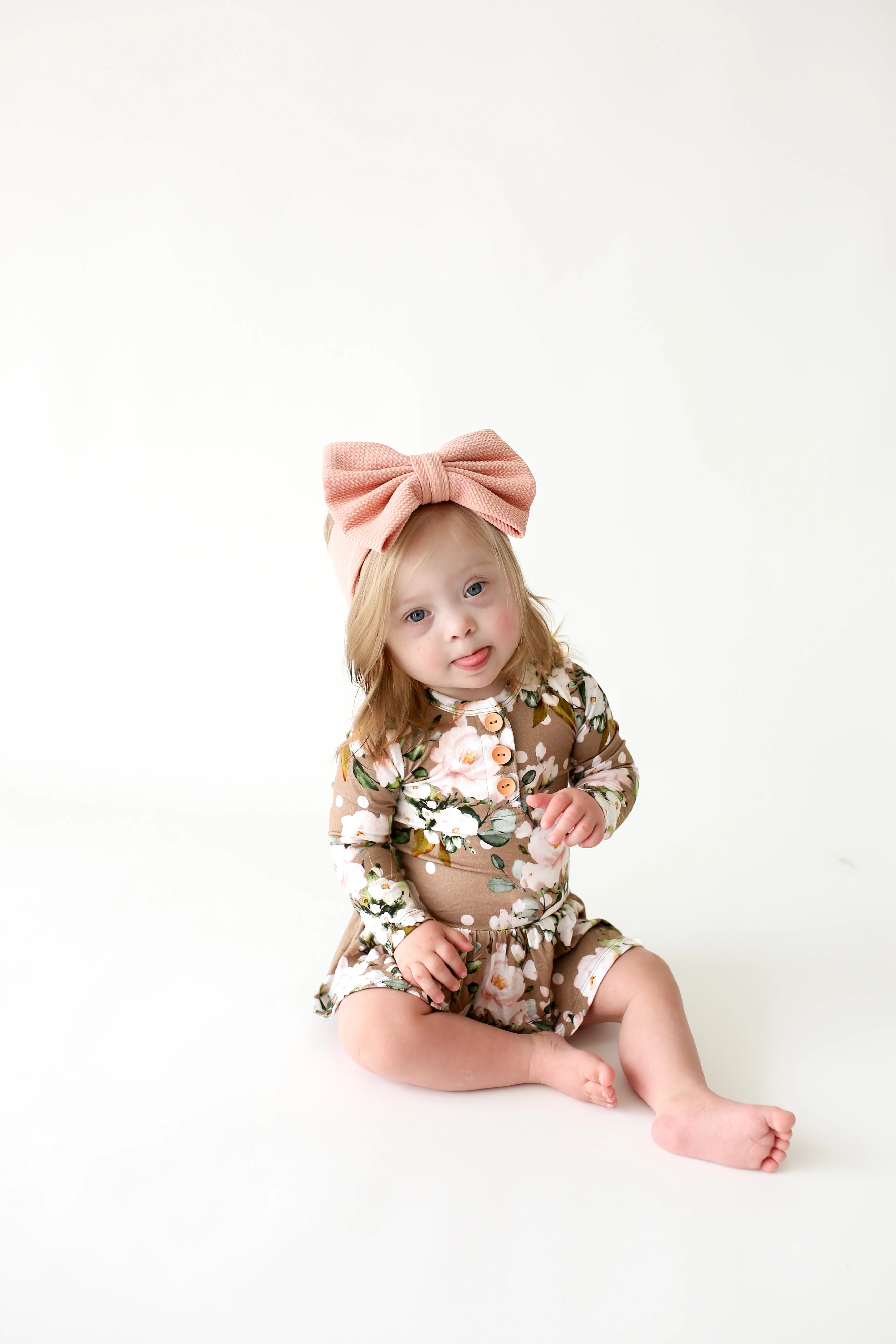 Posh Peanut Leona L/S Henley w/Twirl Skirt Bodysuit