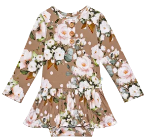 Posh Peanut Leona L/S Henley w/Twirl Skirt Bodysuit