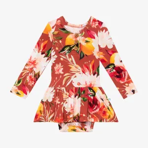 Posh Peanut Leonora L/S Henley Twirl Skirt Bodysuit