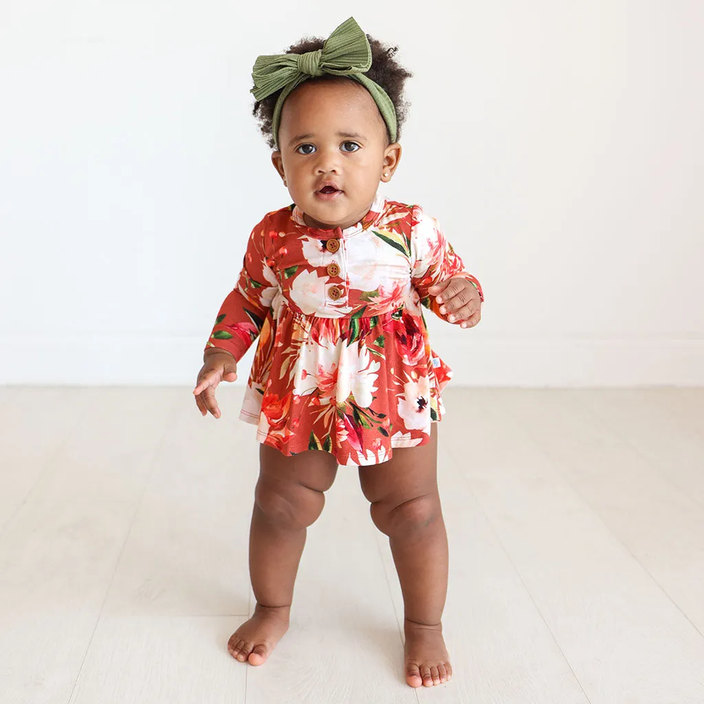 Posh Peanut Leonora L/S Henley Twirl Skirt Bodysuit