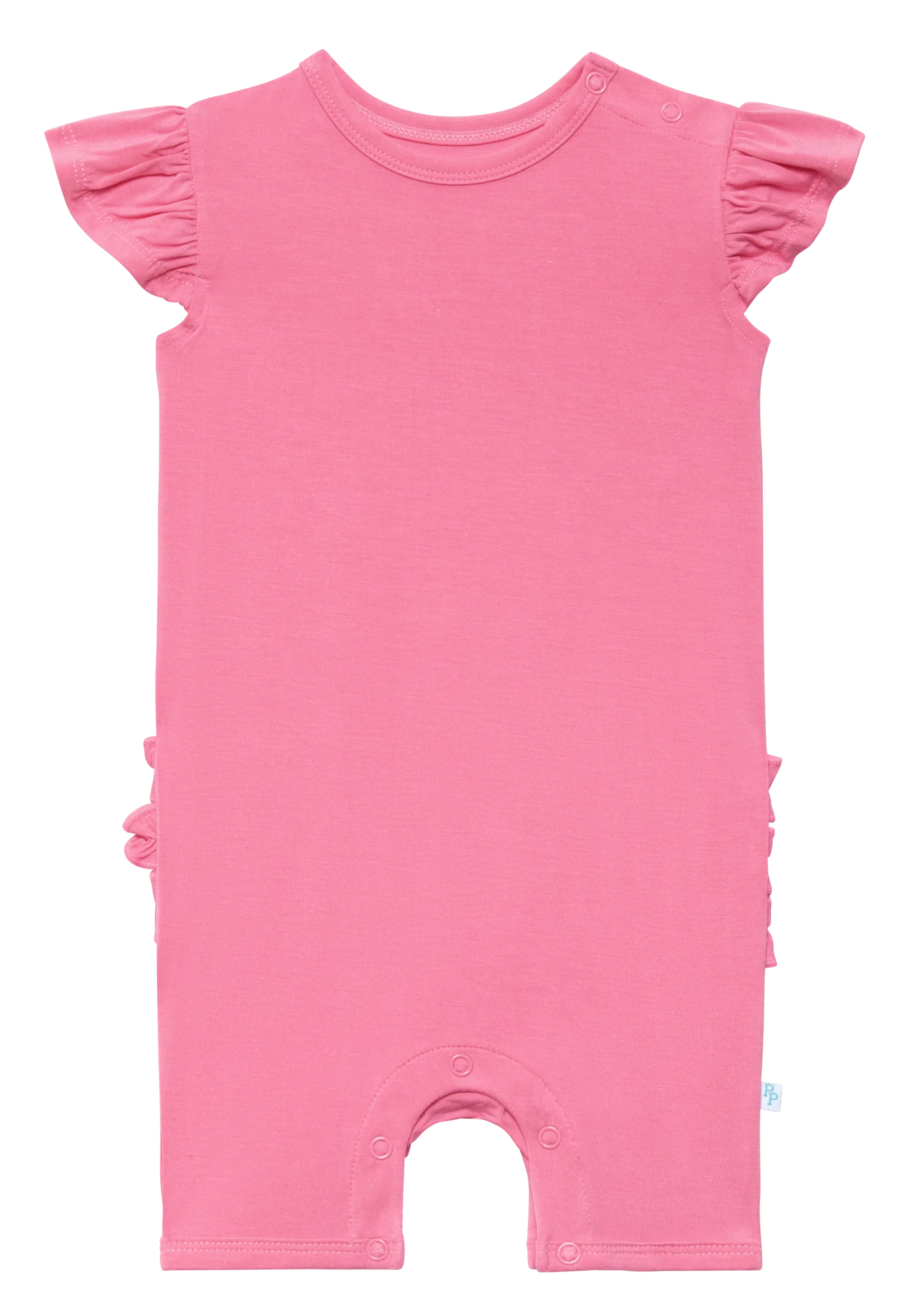 Posh Peanut Pink Lemonade Ruffled Capsleeve Short Length Romper