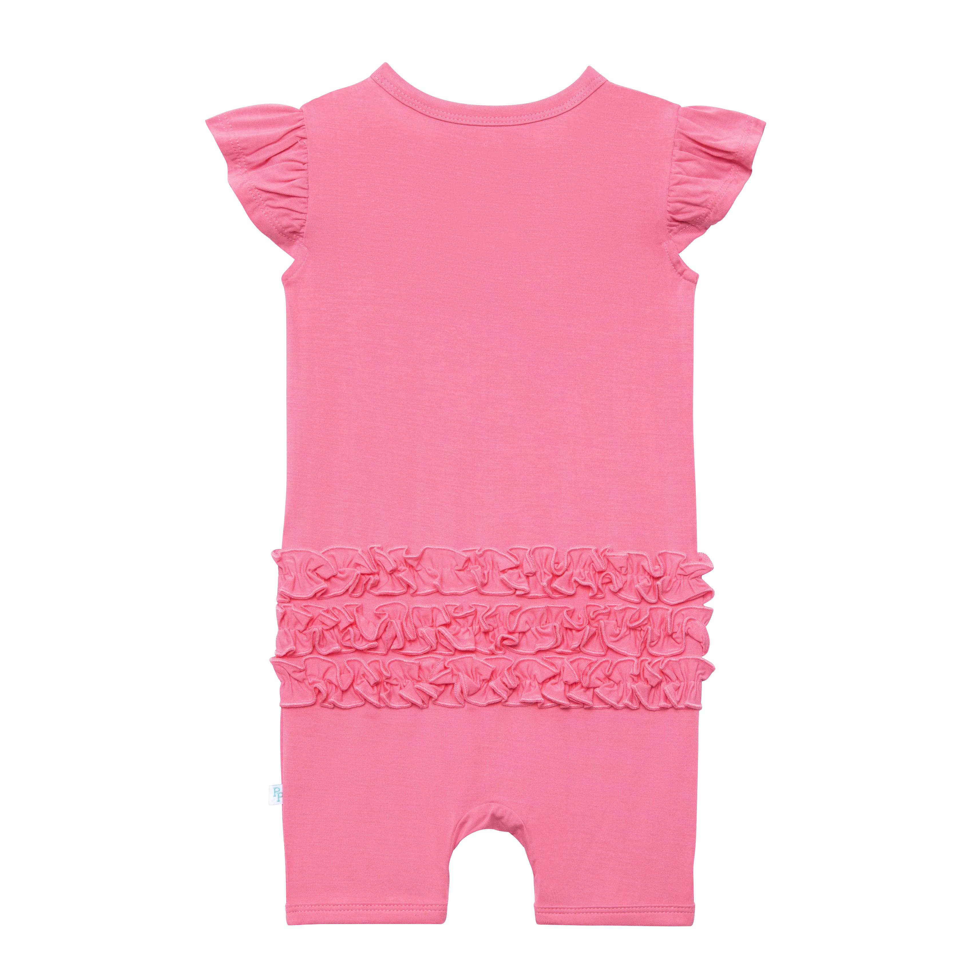 Posh Peanut Pink Lemonade Ruffled Capsleeve Short Length Romper