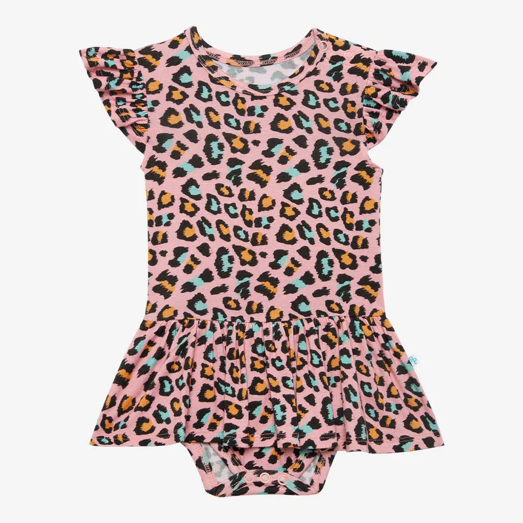 Posh Peanut Roxy Ruffled Caplseeve Basic Twirl Skirt Bodysuit