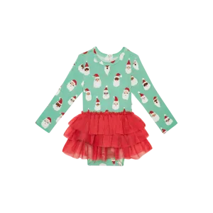 Posh Peanut Santa Medley L/S Tulle Skirt Bodysuit