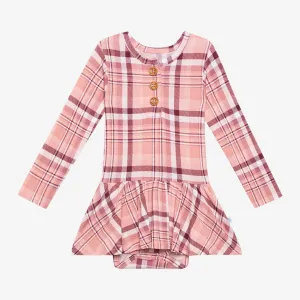 Posh Peanut Stephanie L/S Henley Twirl Skirt Bodysuit
