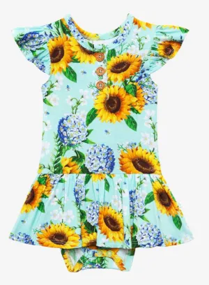 Posh Peanut Sunny Ruffled Capsleeve Henley Twirl Bodysuit