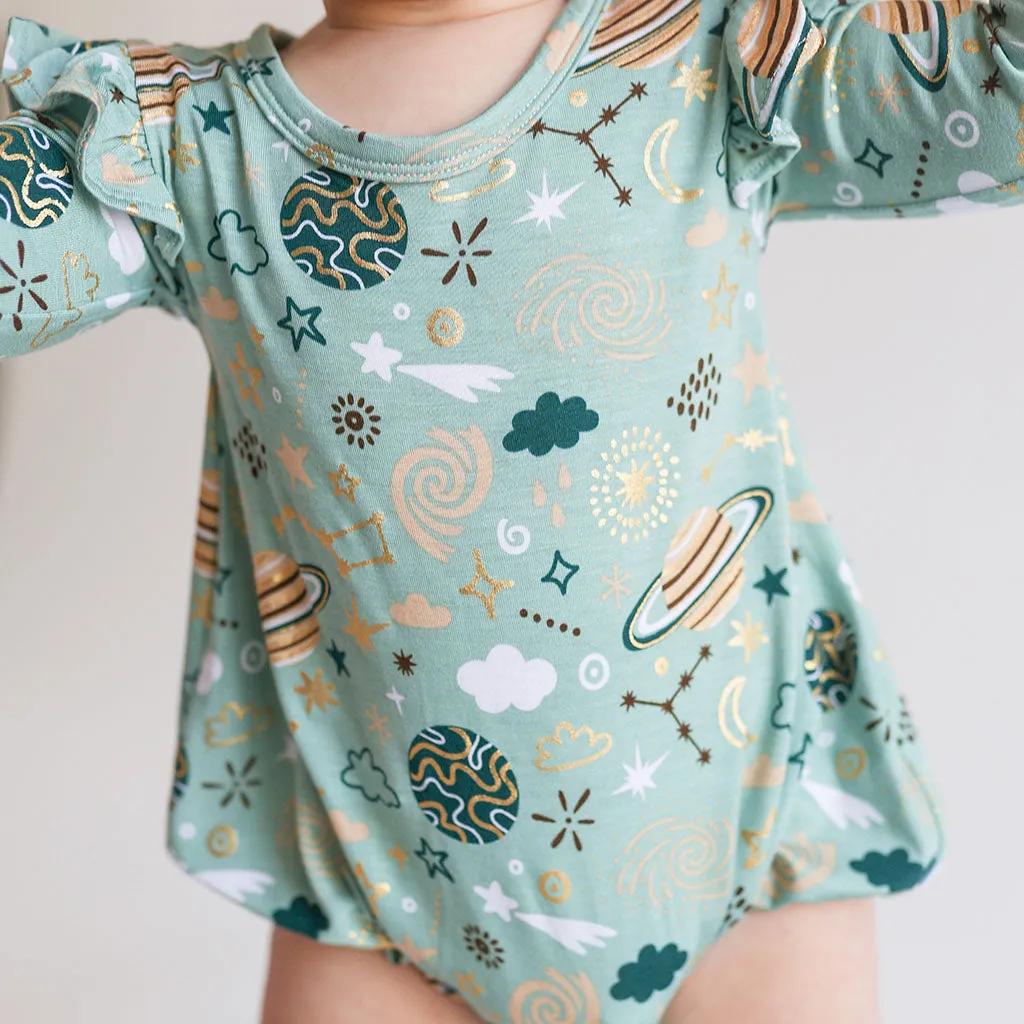 Posh Peanut To The Stars L/S Ruffled Bubble Romper