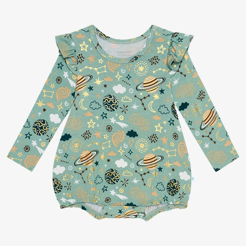 Posh Peanut To The Stars L/S Ruffled Bubble Romper