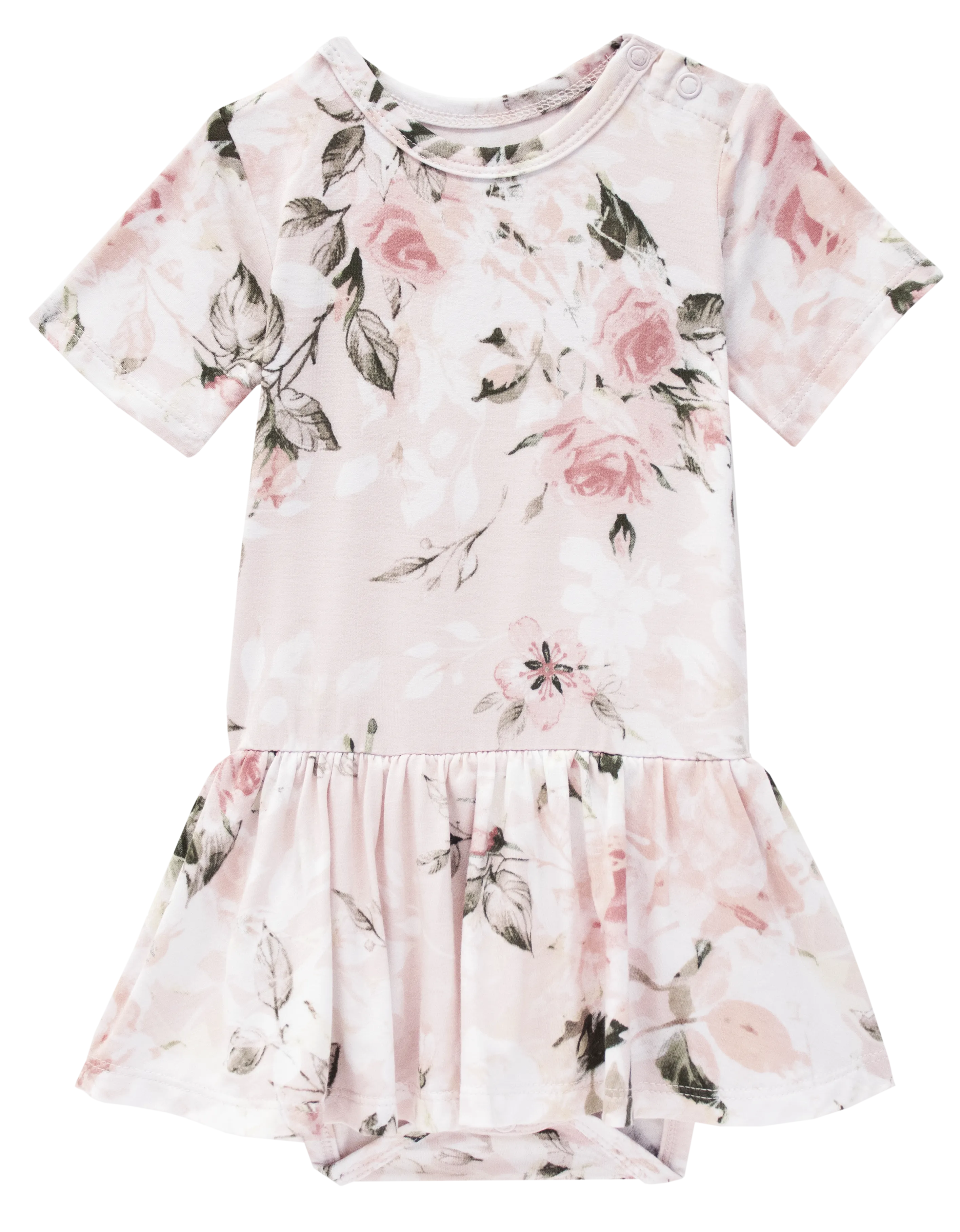 Posh Peanut Vintage Pink Rose S/S Twirl Skirt Bodysuit