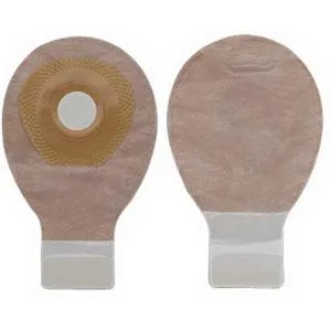 Premier One-Piece Drainable Pouch, Pre-Cut Stoma Opening 1" (25mm), Beige 7" (18cm),  Lock 'n Roll Closure - Box of 10