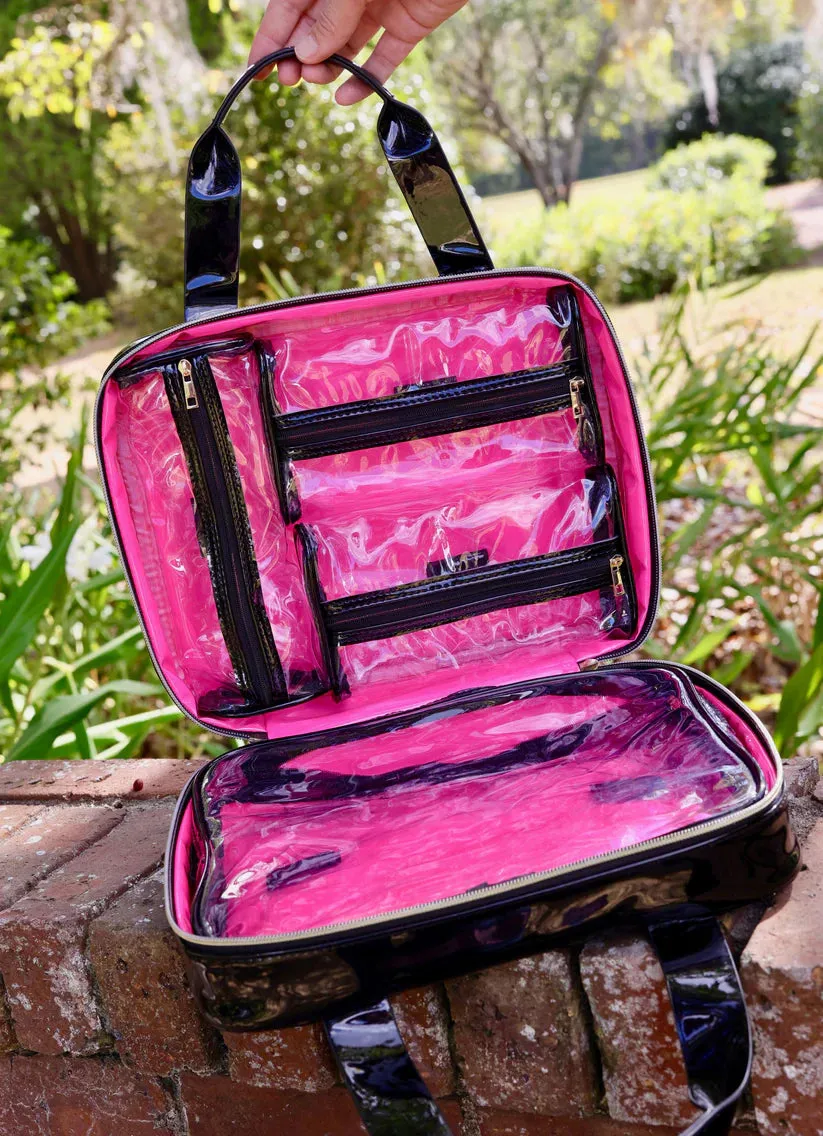 PUNTA CANA LARGE CASE-BLACK PATENT SQ