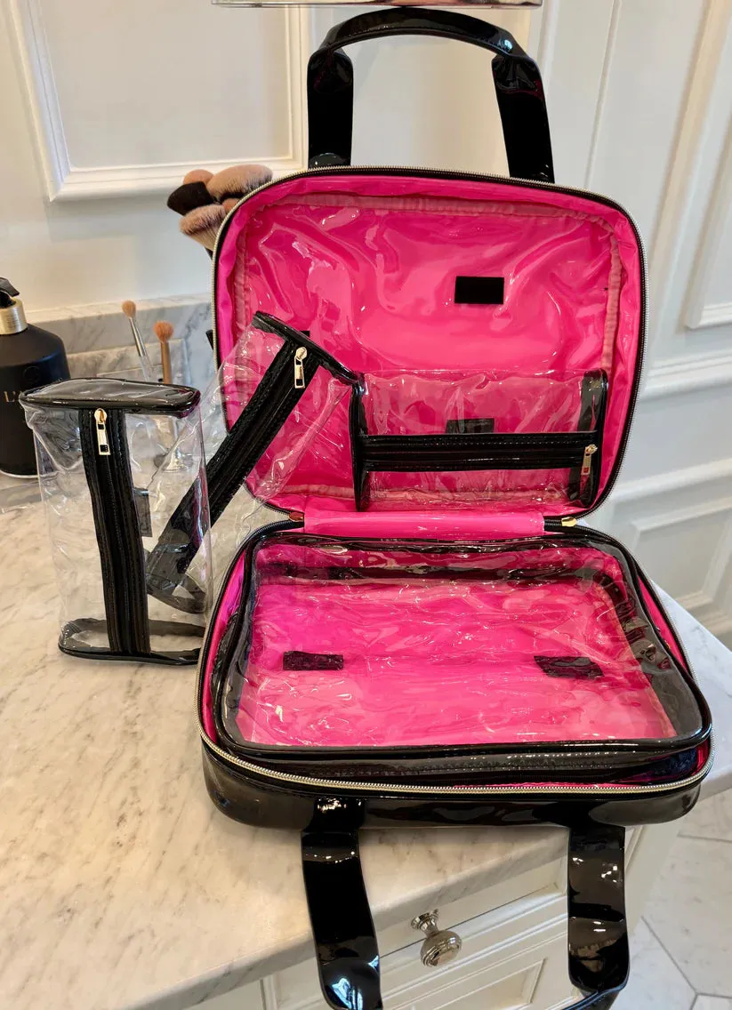 PUNTA CANA LARGE CASE-BLACK PATENT SQ
