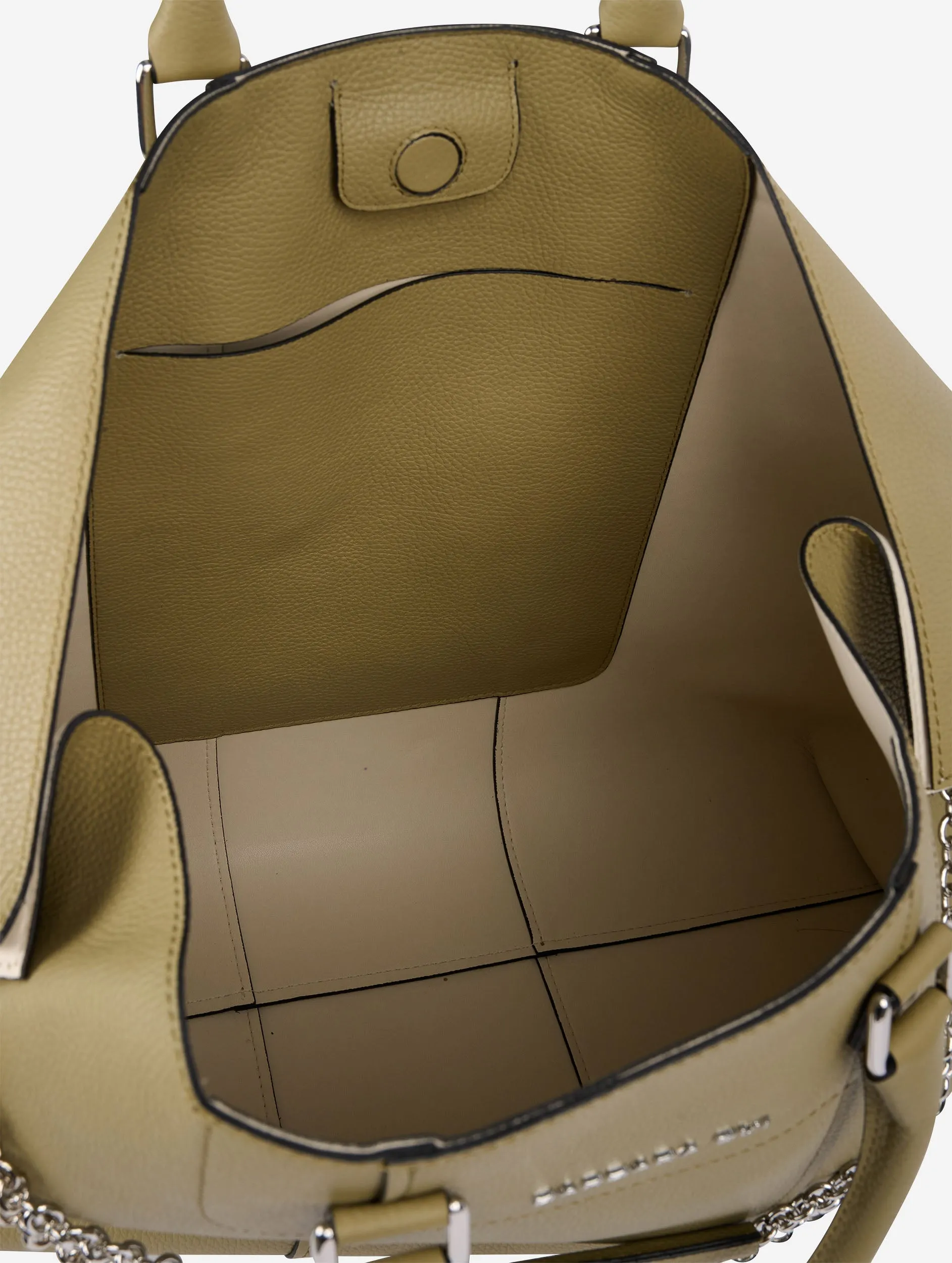 "Big Chamallow" bag in linden green leather
