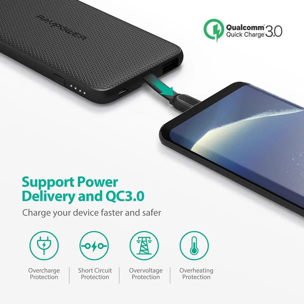 RAVPower - Portable Charger 5000mAh with Built-in Type C Cable