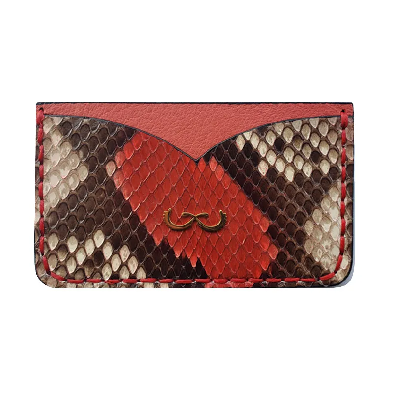 Rayal Natural Red Snake Skin Card Holder with Money Clip