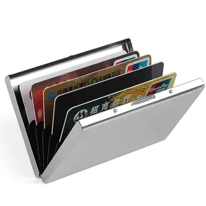 Realaiot Fashion Aluminum Antimagnetic Card Holder Women Men Metal Cowhide Rfid Credit Card Business Card Holders Organizer Purse Wallet Gifts for Men
