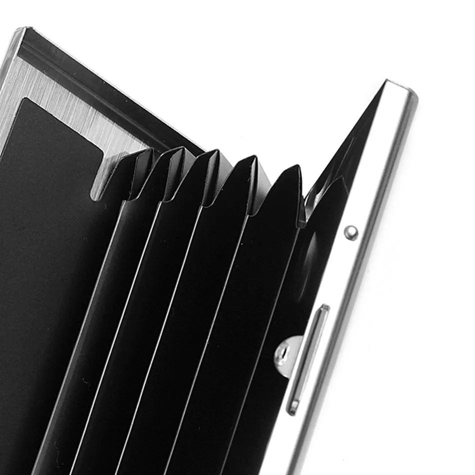 Realaiot Fashion Aluminum Antimagnetic Card Holder Women Men Metal Cowhide Rfid Credit Card Business Card Holders Organizer Purse Wallet Gifts for Men