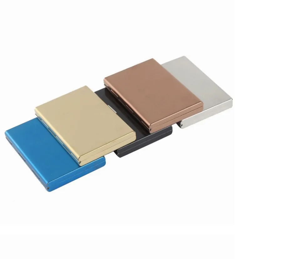 Realaiot Fashion Aluminum Antimagnetic Card Holder Women Men Metal Cowhide Rfid Credit Card Business Card Holders Organizer Purse Wallet Gifts for Men