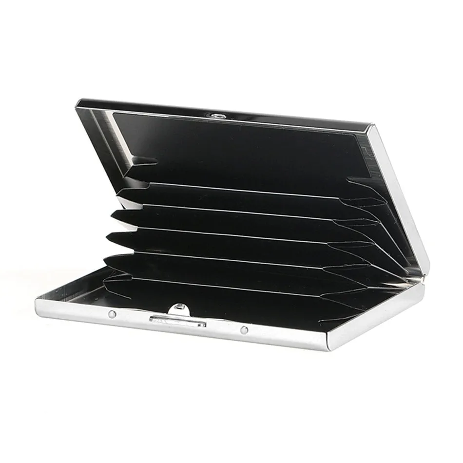 Realaiot Fashion Aluminum Antimagnetic Card Holder Women Men Metal Cowhide Rfid Credit Card Business Card Holders Organizer Purse Wallet Gifts for Men