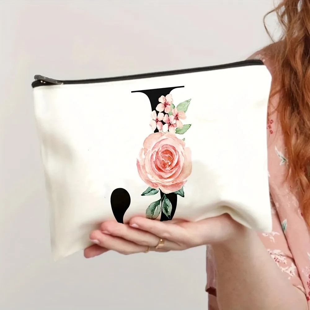 realaiot  Flower Pattern Zipper Coin Purse, Lightweight Clutch Purse, Portable Versatile Cosmetic Bag
