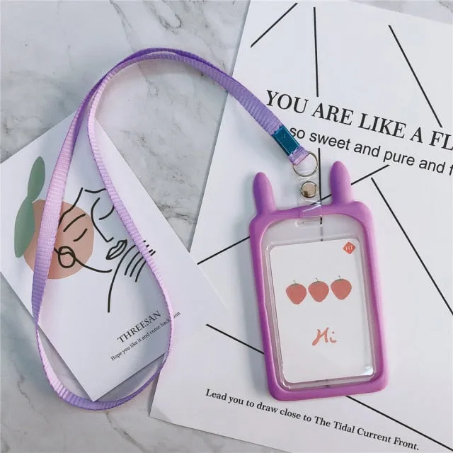 Realaiot High Quality Credit Card ID Holder Cute Cartoon Silicone  Bus Card Case Key Holder Ring Luggage Tag Trinket