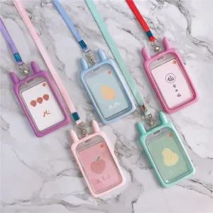 Realaiot High Quality Credit Card ID Holder Cute Cartoon Silicone  Bus Card Case Key Holder Ring Luggage Tag Trinket