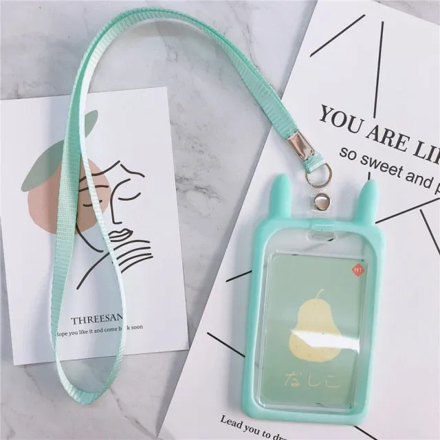 Realaiot High Quality Credit Card ID Holder Cute Cartoon Silicone  Bus Card Case Key Holder Ring Luggage Tag Trinket