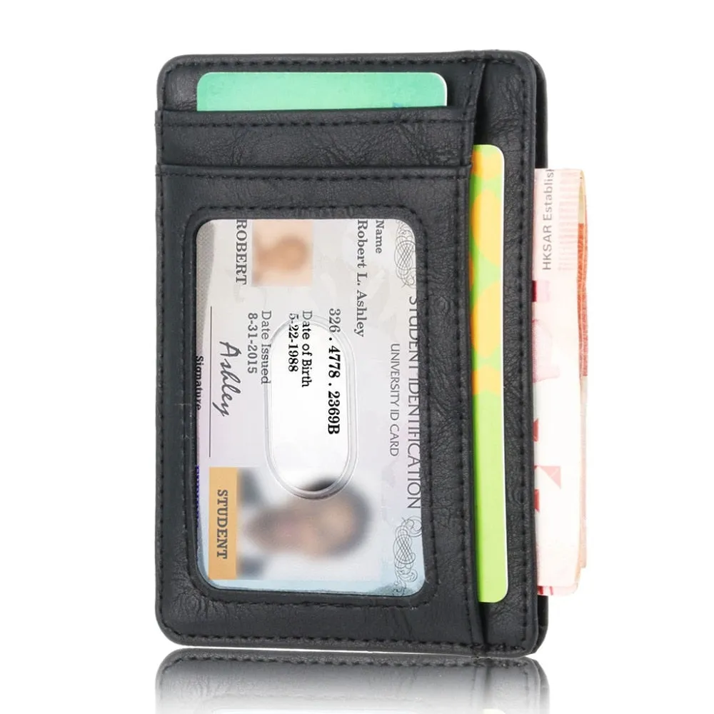 Realaiot Slim RFID Blocking Leather Wallet Credit ID Card Holder Purse Money Case for Men Women Fashion Bag 11.5x8x0.5cm
