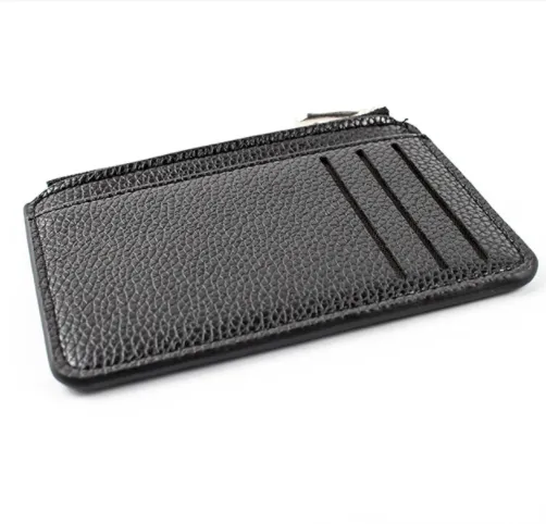 Realaiot Slim Wallet Purse PU Leather Women Men Card Holder Unisex Zipper Business Card Case Credit Mini Bank Cards Holder Gift Wallet