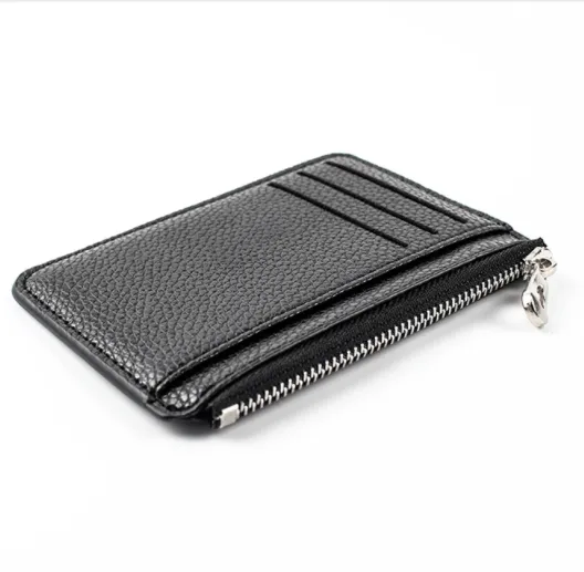 Realaiot Slim Wallet Purse PU Leather Women Men Card Holder Unisex Zipper Business Card Case Credit Mini Bank Cards Holder Gift Wallet