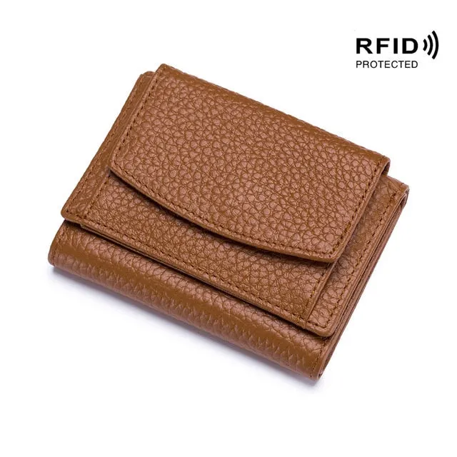 Realaiot Womens Wallets and Purses Genuine Leather Fashion Small Wallet with Mini Coin Pocket Rfid Blocking Purse Designer Portfel Damski