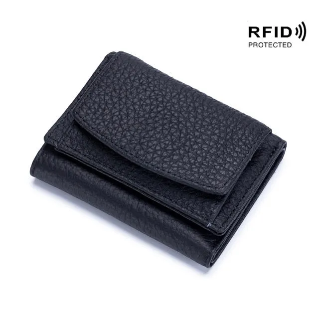 Realaiot Womens Wallets and Purses Genuine Leather Fashion Small Wallet with Mini Coin Pocket Rfid Blocking Purse Designer Portfel Damski