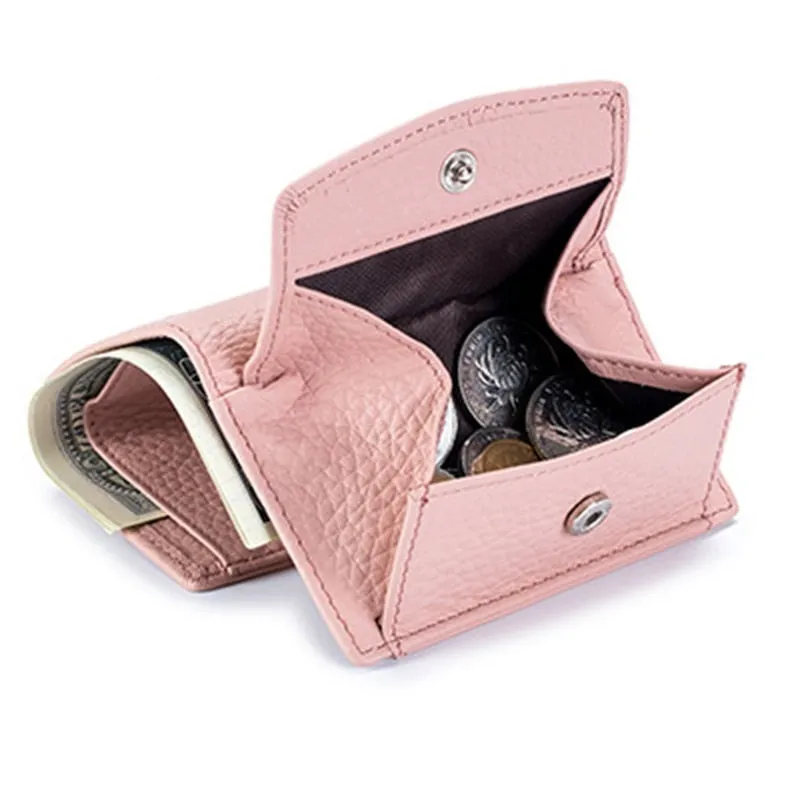 Realaiot Womens Wallets and Purses Genuine Leather Fashion Small Wallet with Mini Coin Pocket Rfid Blocking Purse Designer Portfel Damski