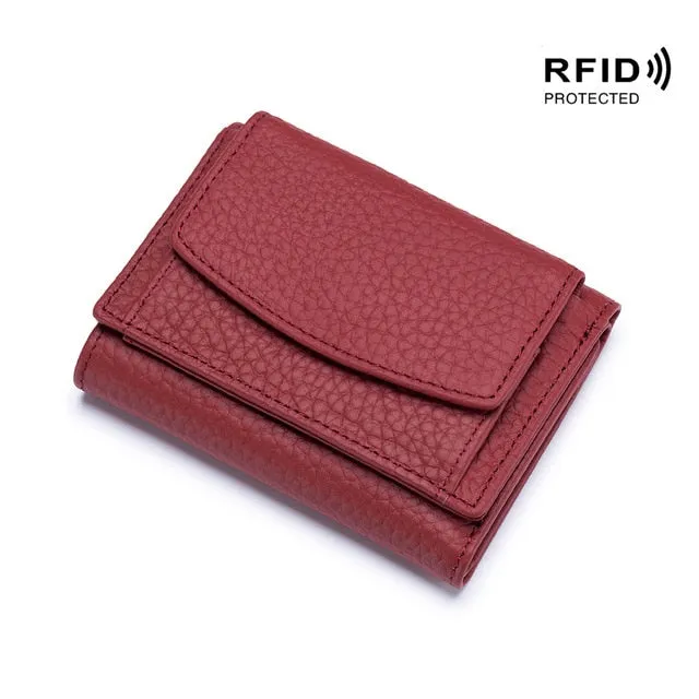 Realaiot Womens Wallets and Purses Genuine Leather Fashion Small Wallet with Mini Coin Pocket Rfid Blocking Purse Designer Portfel Damski