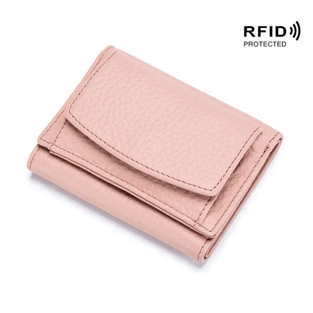 Realaiot Womens Wallets and Purses Genuine Leather Fashion Small Wallet with Mini Coin Pocket Rfid Blocking Purse Designer Portfel Damski