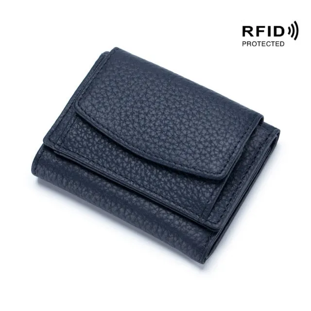 Realaiot Womens Wallets and Purses Genuine Leather Fashion Small Wallet with Mini Coin Pocket Rfid Blocking Purse Designer Portfel Damski