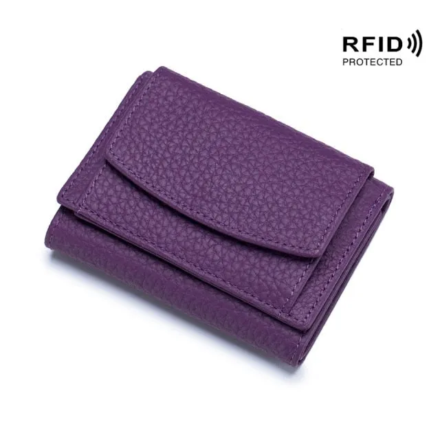 Realaiot Womens Wallets and Purses Genuine Leather Fashion Small Wallet with Mini Coin Pocket Rfid Blocking Purse Designer Portfel Damski
