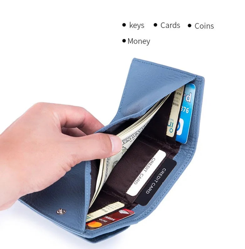 Realaiot Womens Wallets and Purses Genuine Leather Fashion Small Wallet with Mini Coin Pocket Rfid Blocking Purse Designer Portfel Damski