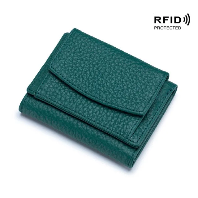 Realaiot Womens Wallets and Purses Genuine Leather Fashion Small Wallet with Mini Coin Pocket Rfid Blocking Purse Designer Portfel Damski
