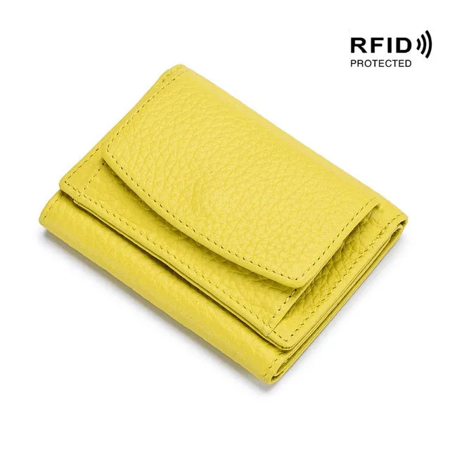 Realaiot Womens Wallets and Purses Genuine Leather Fashion Small Wallet with Mini Coin Pocket Rfid Blocking Purse Designer Portfel Damski