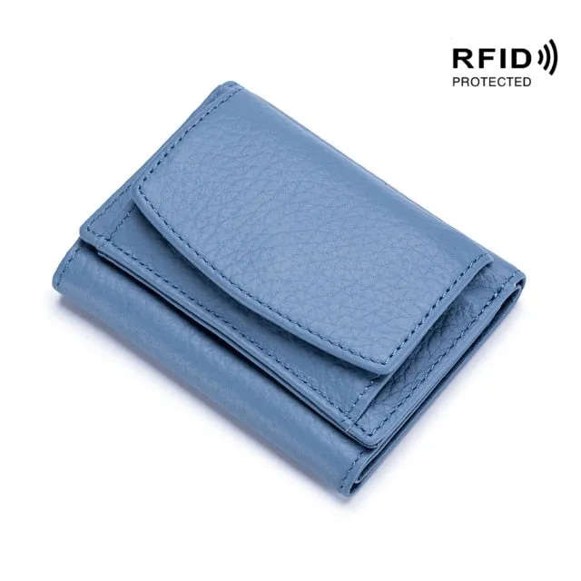 Realaiot Womens Wallets and Purses Genuine Leather Fashion Small Wallet with Mini Coin Pocket Rfid Blocking Purse Designer Portfel Damski