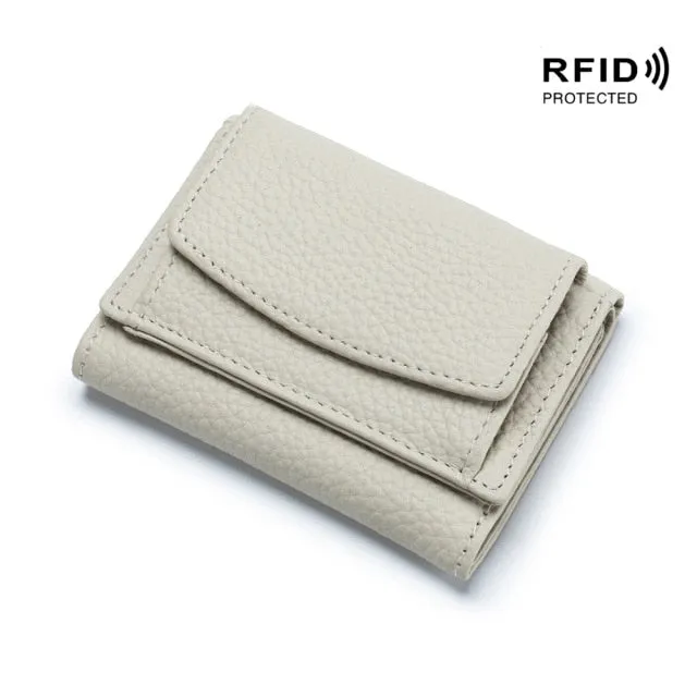 Realaiot Womens Wallets and Purses Genuine Leather Fashion Small Wallet with Mini Coin Pocket Rfid Blocking Purse Designer Portfel Damski