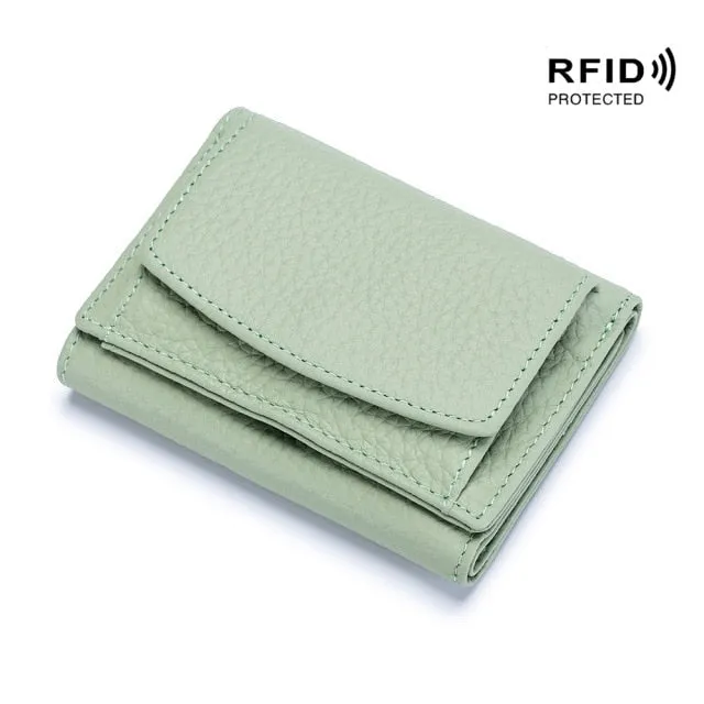 Realaiot Womens Wallets and Purses Genuine Leather Fashion Small Wallet with Mini Coin Pocket Rfid Blocking Purse Designer Portfel Damski