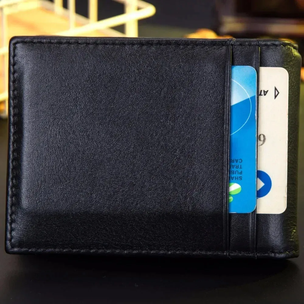 Rfid Blocking Vintage Crazy horse Genuine Leather Wallet Men Wallet Leather  Short Wallet Men Purse Male Money Clips Money bag
