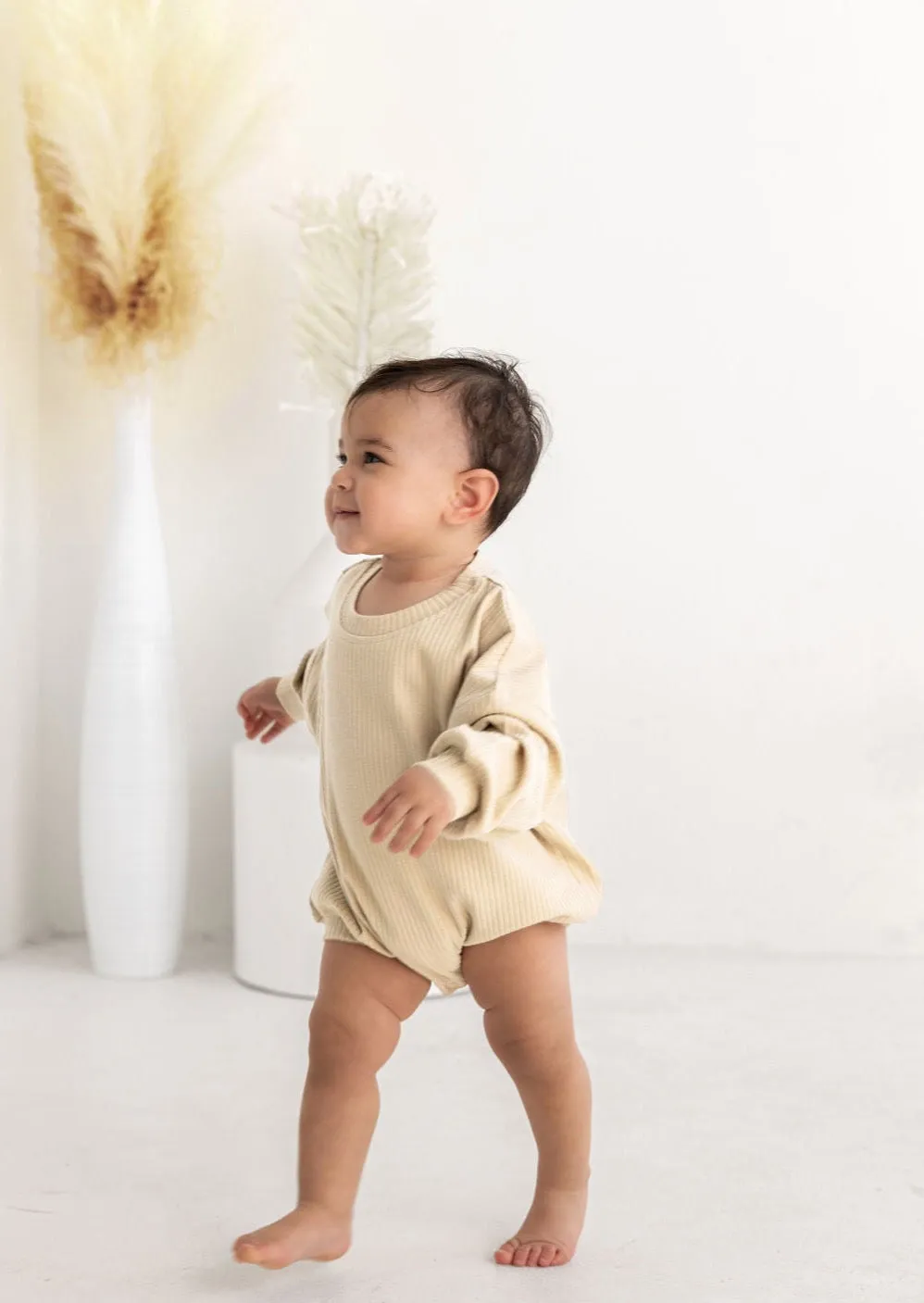 Ribbed Bubble Romper | Honey