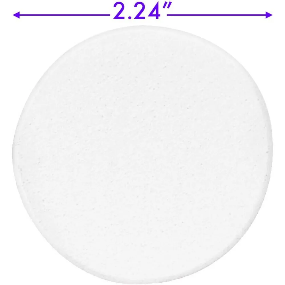 Round Rubber Foam Sponge with Smooth Buffed Edge - WHITE - 2.24" Diameter x 0.27" Thick / Case of 350 - 7 Bags of 50