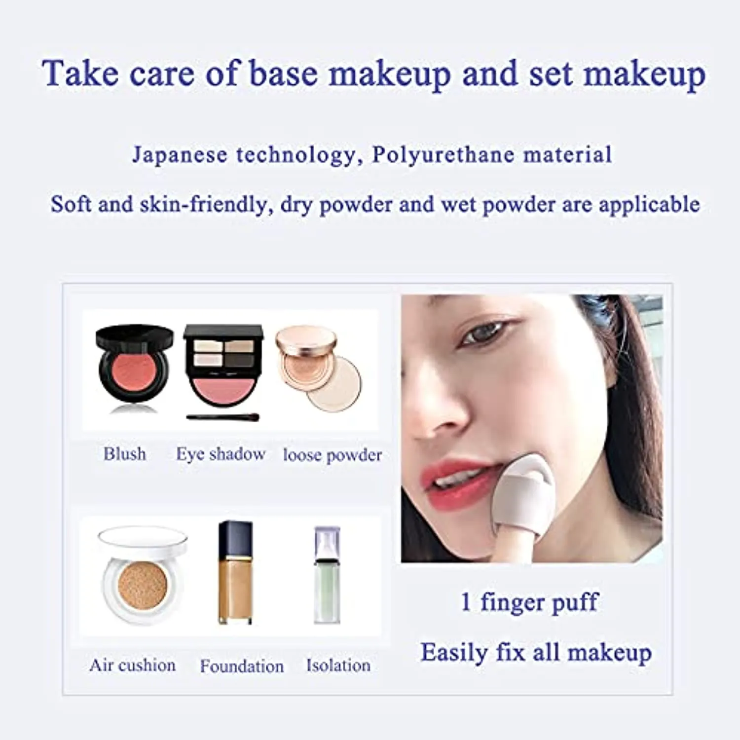 RUBIXIAN Finger Puff, 4 Pcs Mini Makeup Puff, Super Soft Beauty Makeup Tools, Latex-free Blending Sponge, Suitable For Foundation, Concealer, Repair Cream, Eye Shadow (Set of 4pcs)